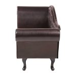 Chesterfield Brown Faux Leather Chaise Lounge